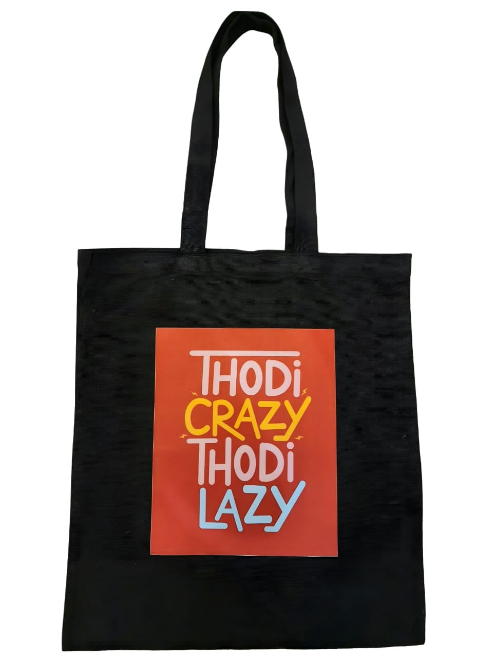 Cotton / Canvas Tote Bag with Crazy Quote - Natural Beige / Black / Blue / Red