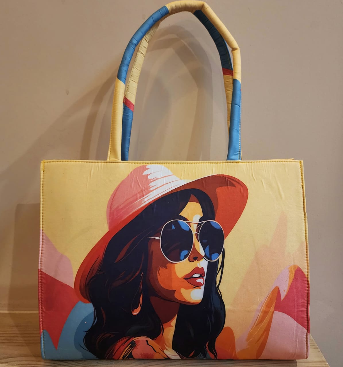 Large Quirky Artwork Print on Satin bag