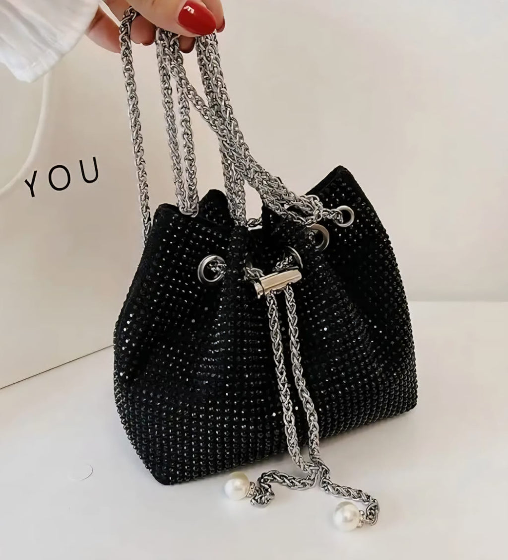 Leatherette Rhinestone studded with heavy Metal Chain - Potli Style