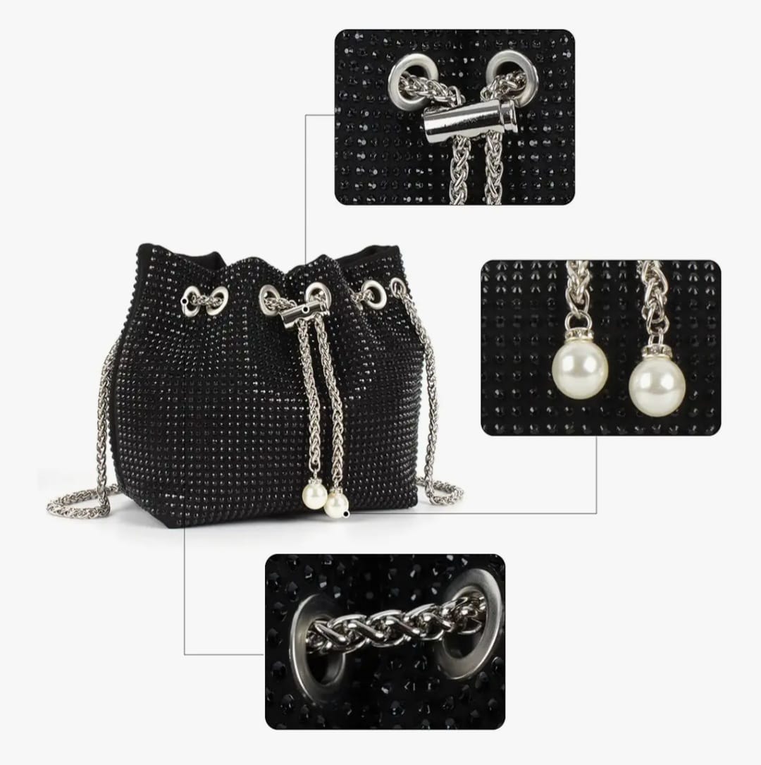Leatherette Rhinestone studded with heavy Metal Chain - Potli Style