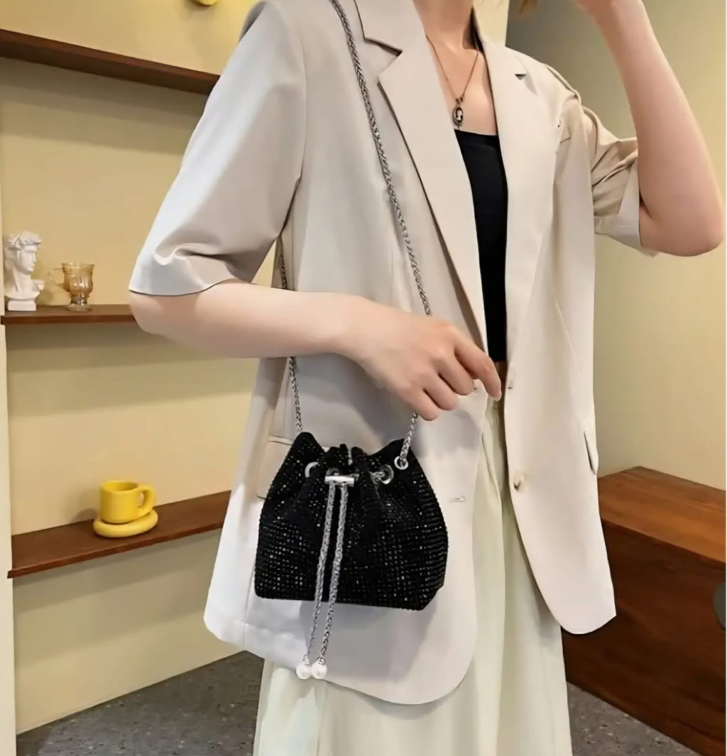 Leatherette Rhinestone studded with heavy Metal Chain - Potli Style