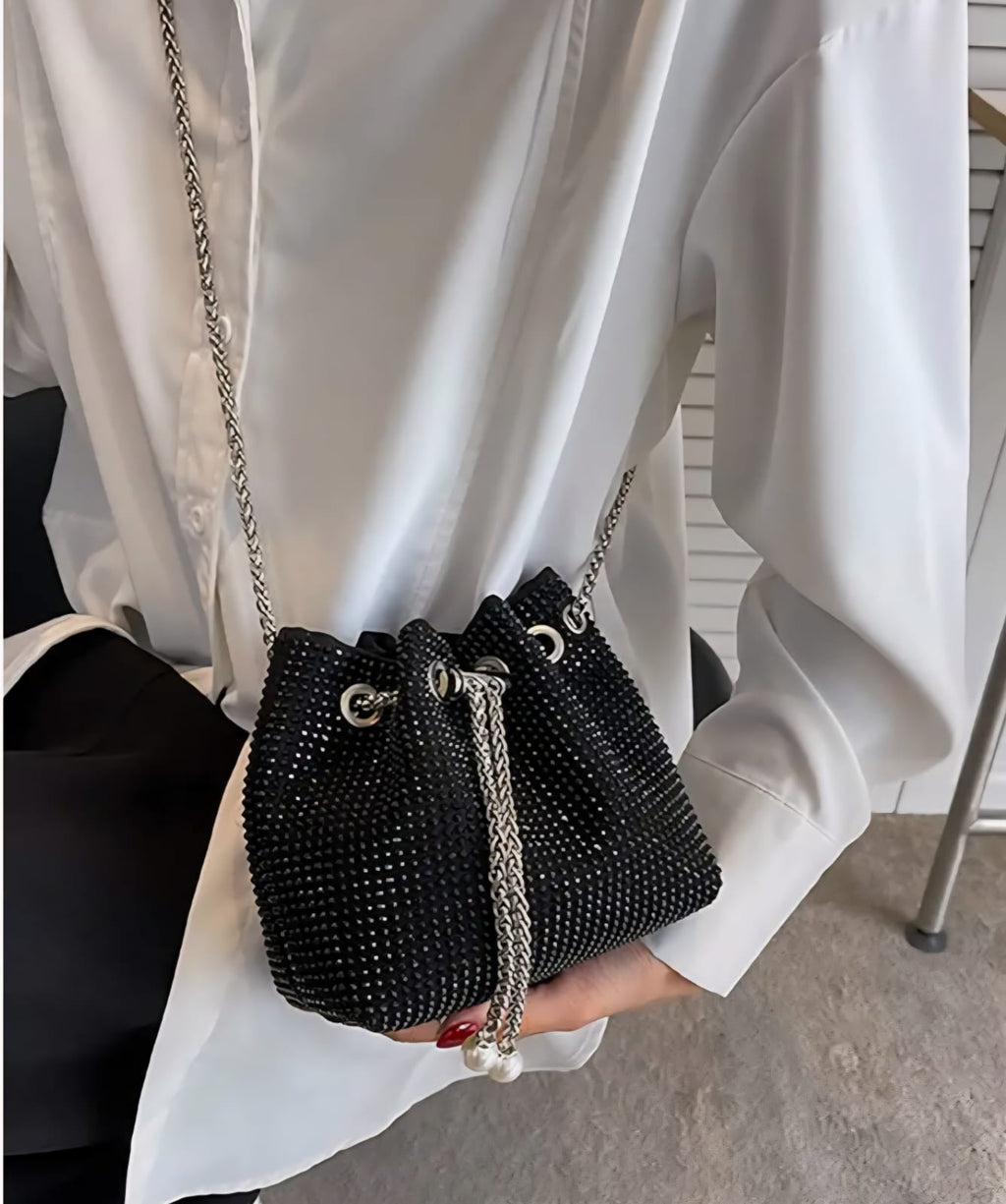 Leatherette Rhinestone studded with heavy Metal Chain - Potli Style