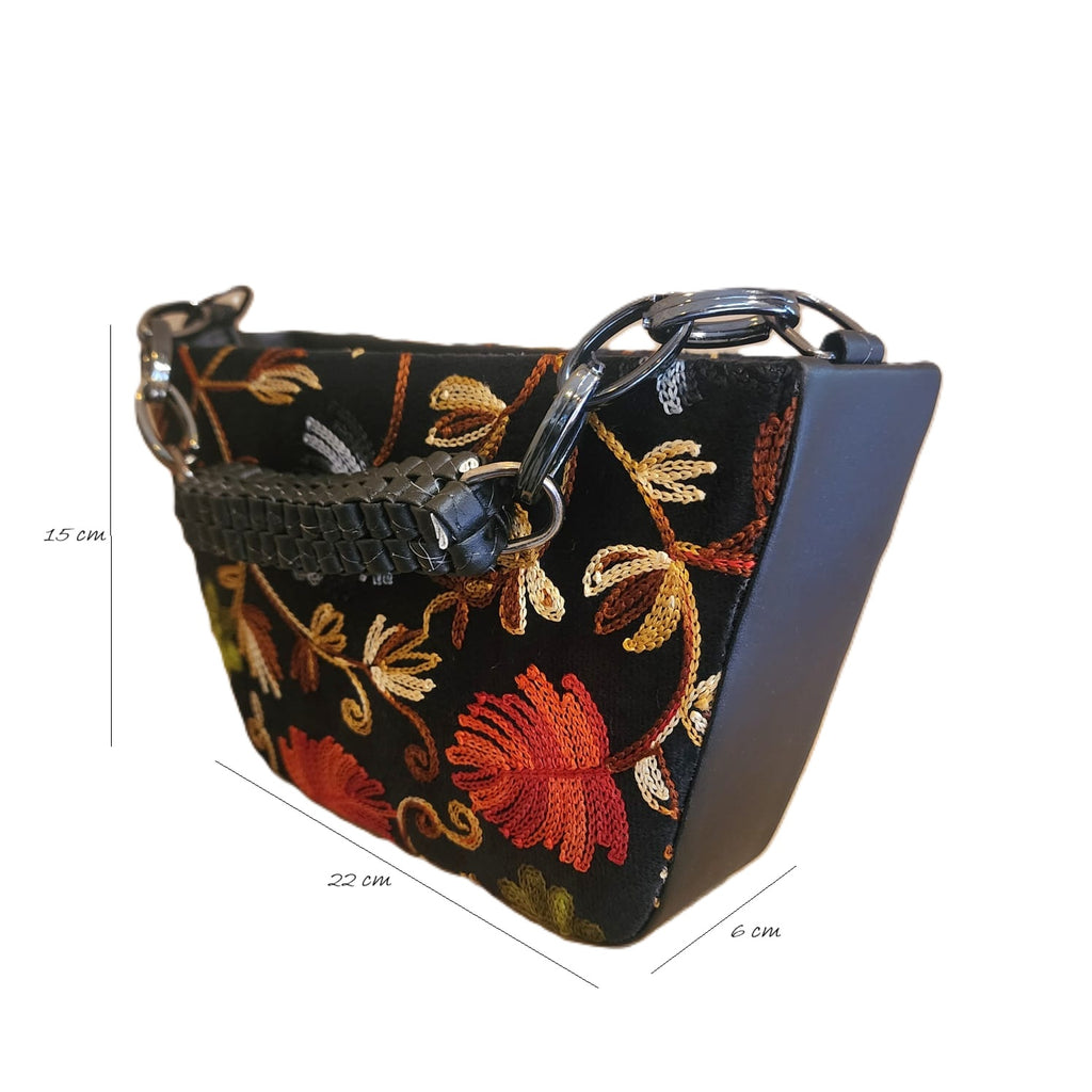 Pashmina style embroidery Boat Sling bag