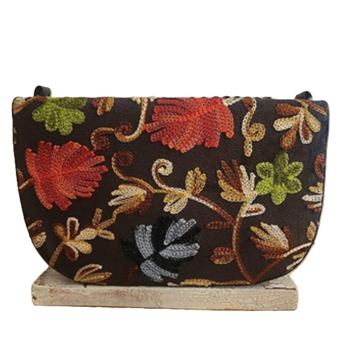 Pashmina style embroidery Boat Sling bag