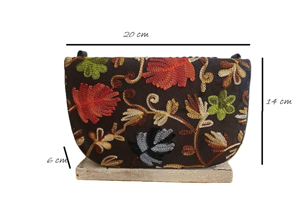 Pashmina style embroidery Boat Sling bag