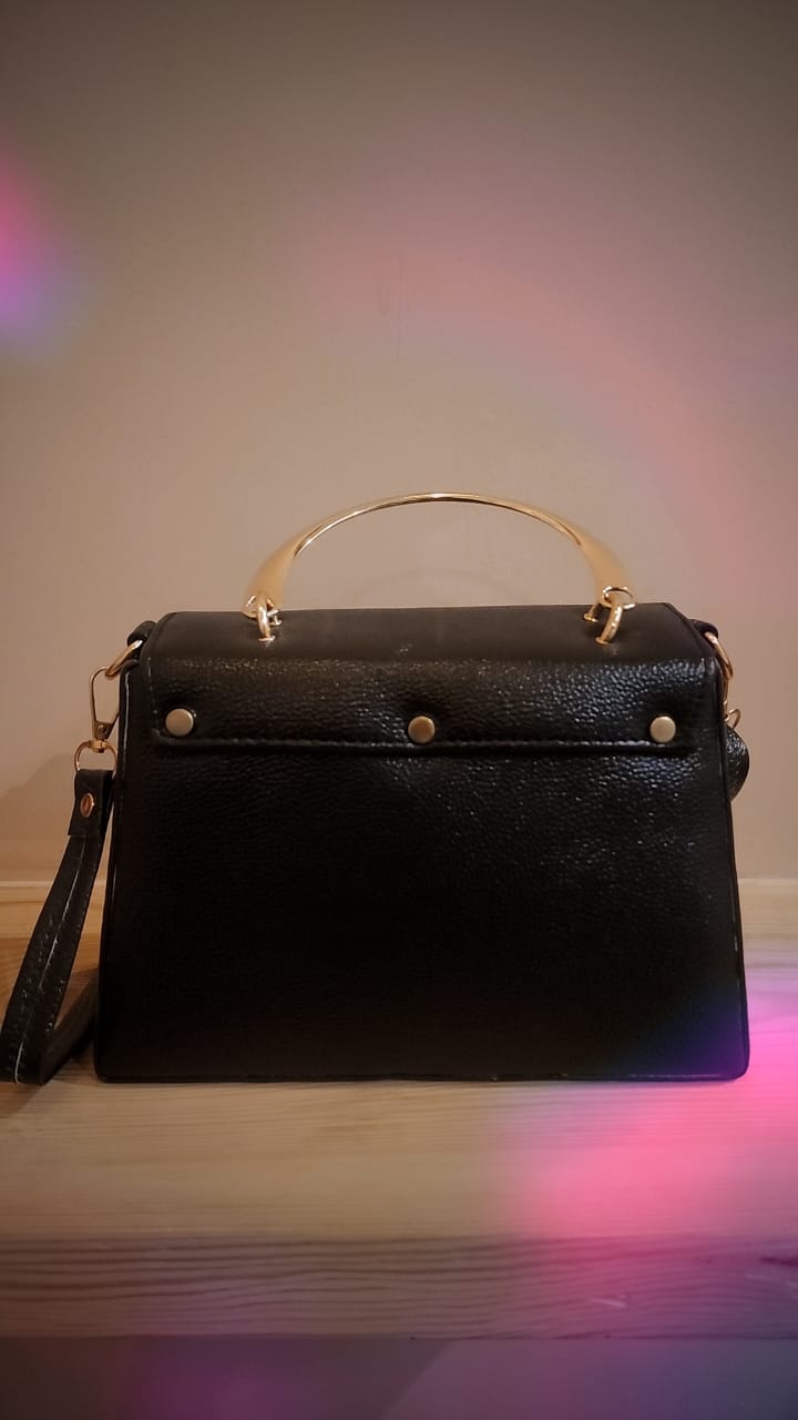 Bucket shape Satchel Style leatherette metal handle