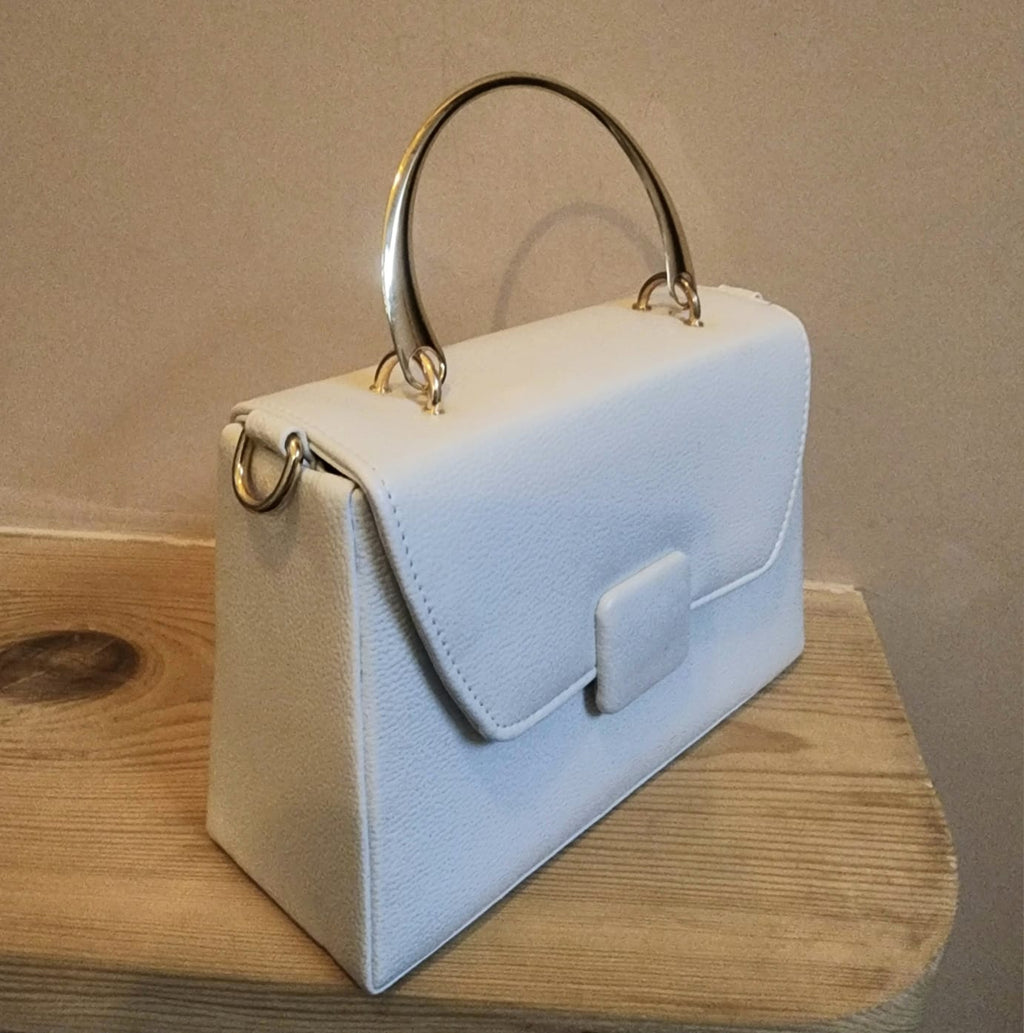 Bucket shape Satchel Style leatherette metal handle