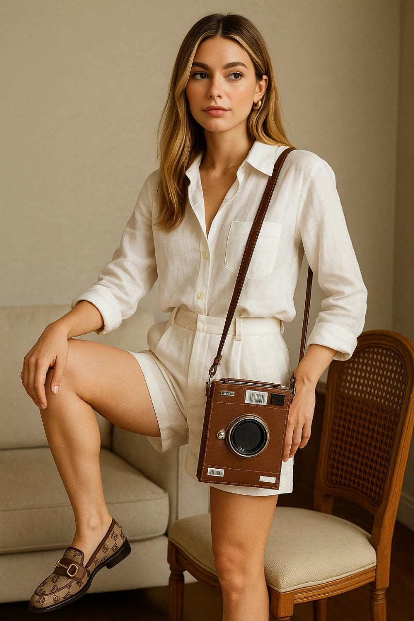 Vintage camera Handbag (Brown)