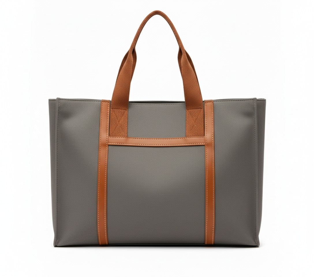 Trendy Premium Canvas Bag with Leather trim handles