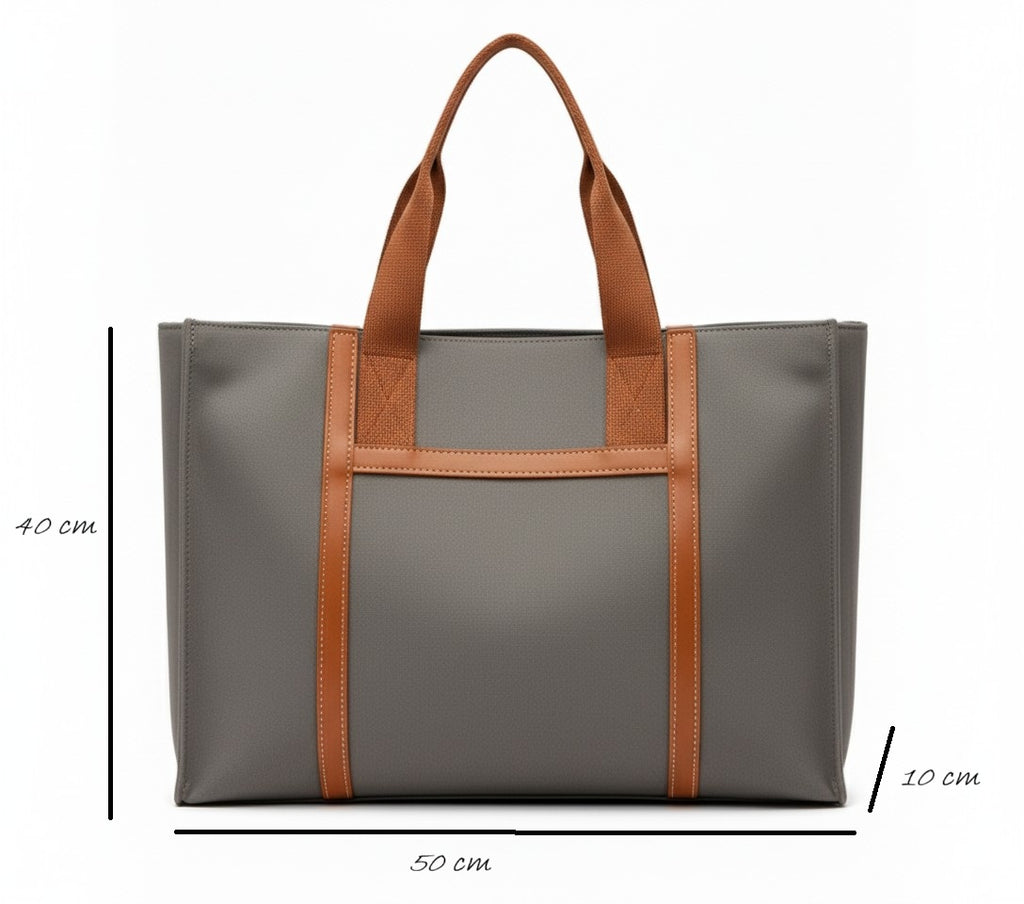 Trendy Premium Canvas Bag with Leather trim handles