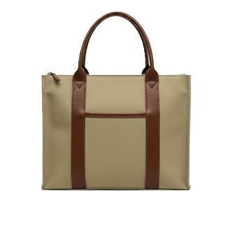 Trendy Premium Canvas Bag with Leather trim handles