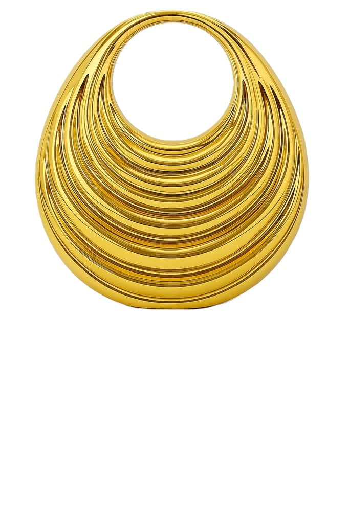 Waves crescent moon shape Metallic finish clutch