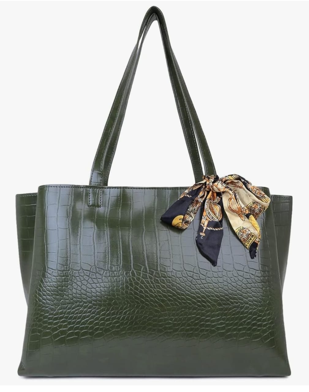 Croco Vegan LeatherTote with Random scarf