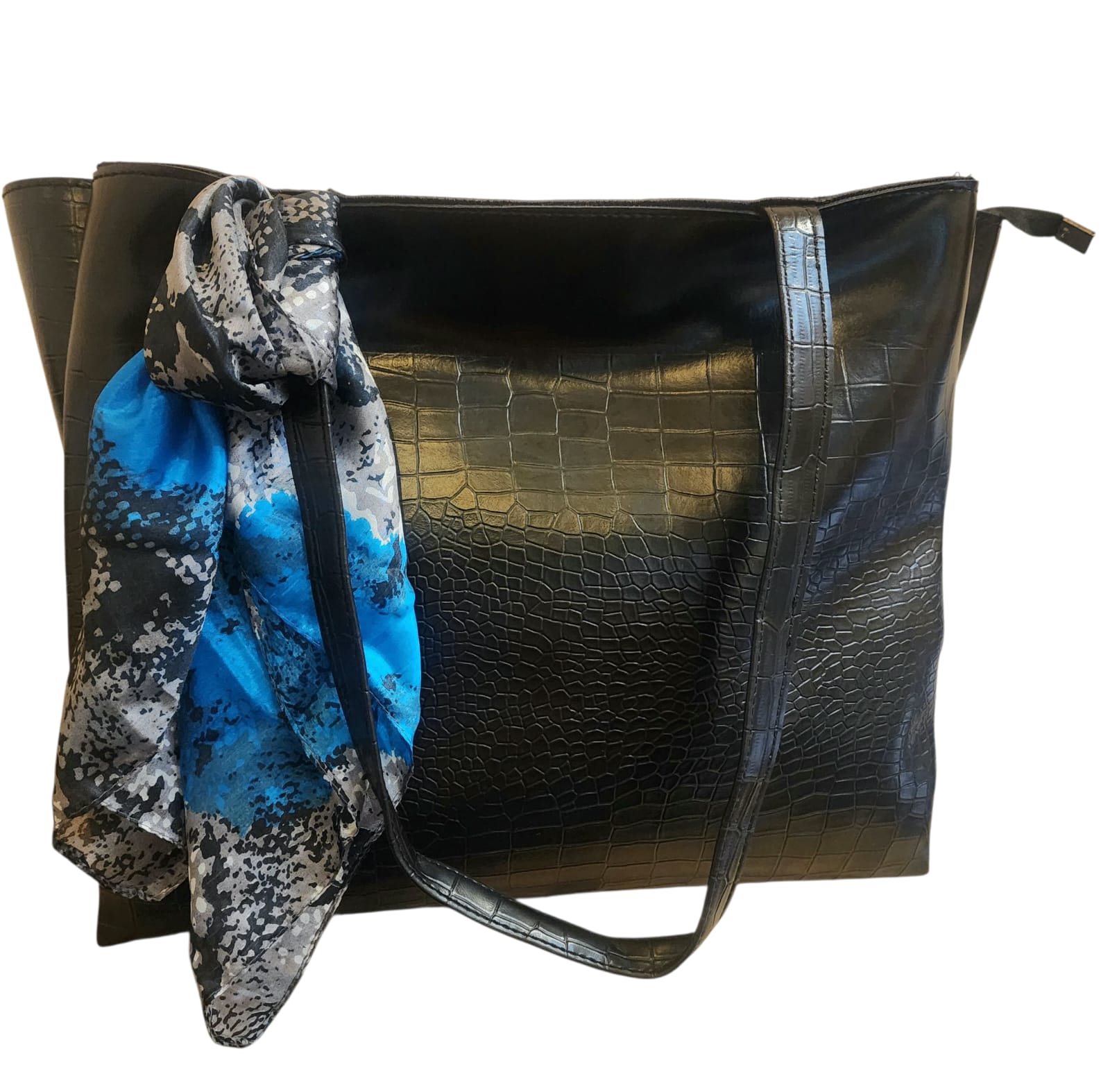 Croco Vegan LeatherTote with Random scarf