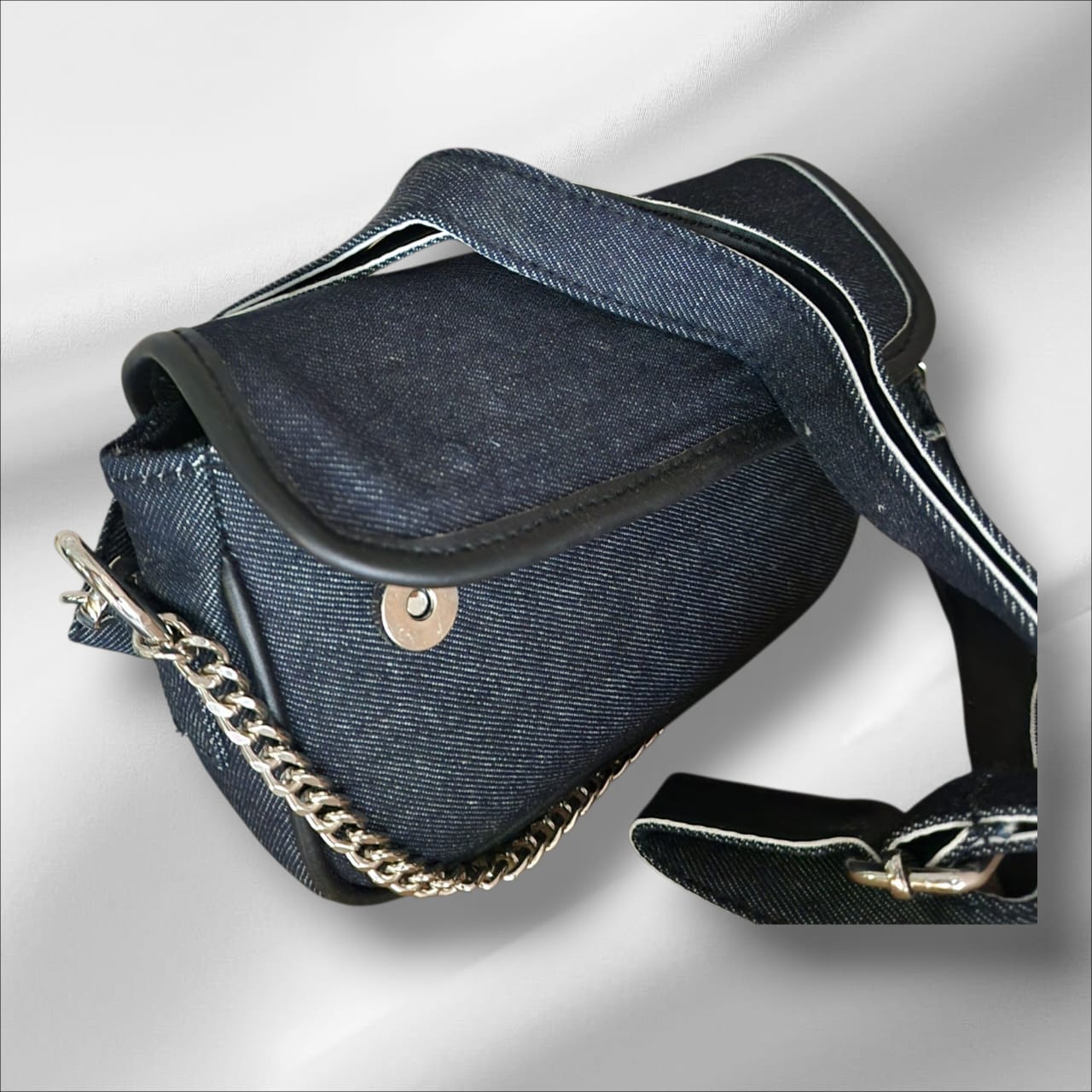 Denim Sling bag with Metal Chain