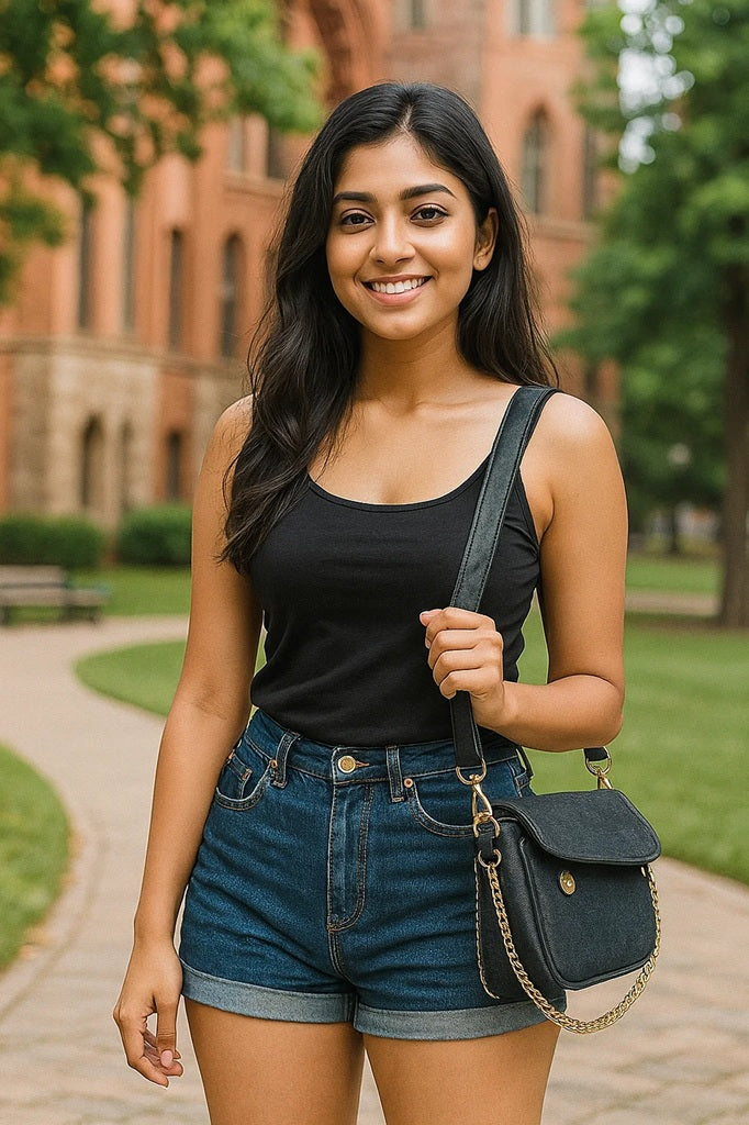 Denim Sling bag with Metal Chain