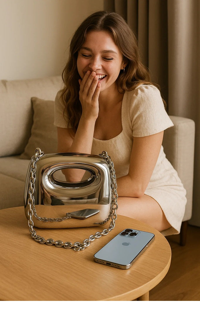 Rectangular Metallic Glossy finish clutch