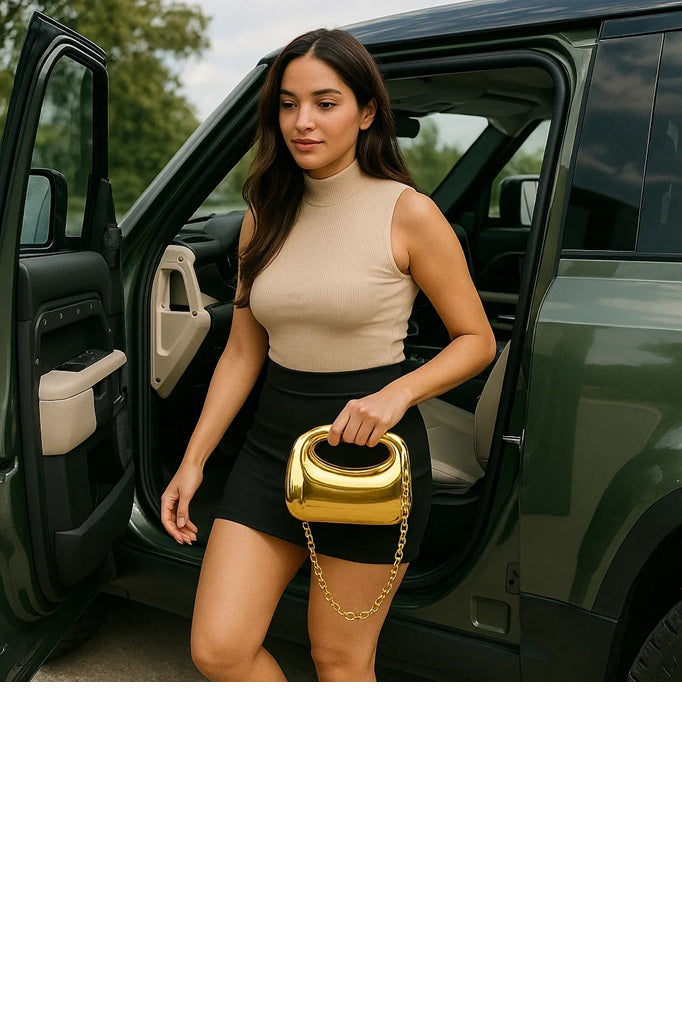 Rectangular Metallic Glossy finish clutch