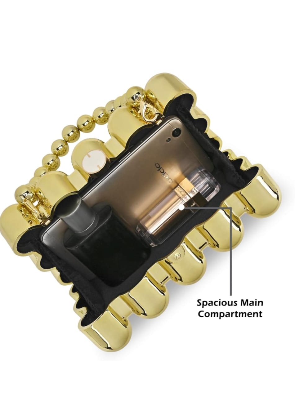 Metallic Bubble Clutch in Gold colour