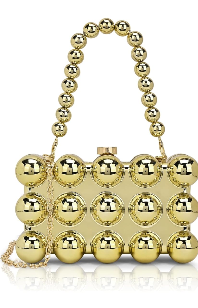 Metallic Bubble Clutch in Gold colour