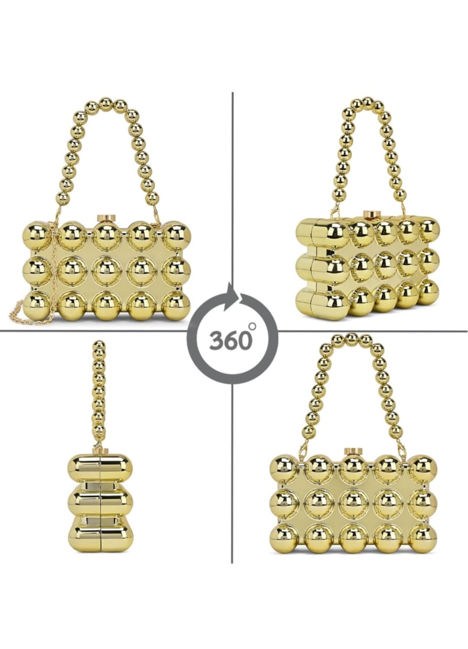 Metallic Bubble Clutch in Gold colour