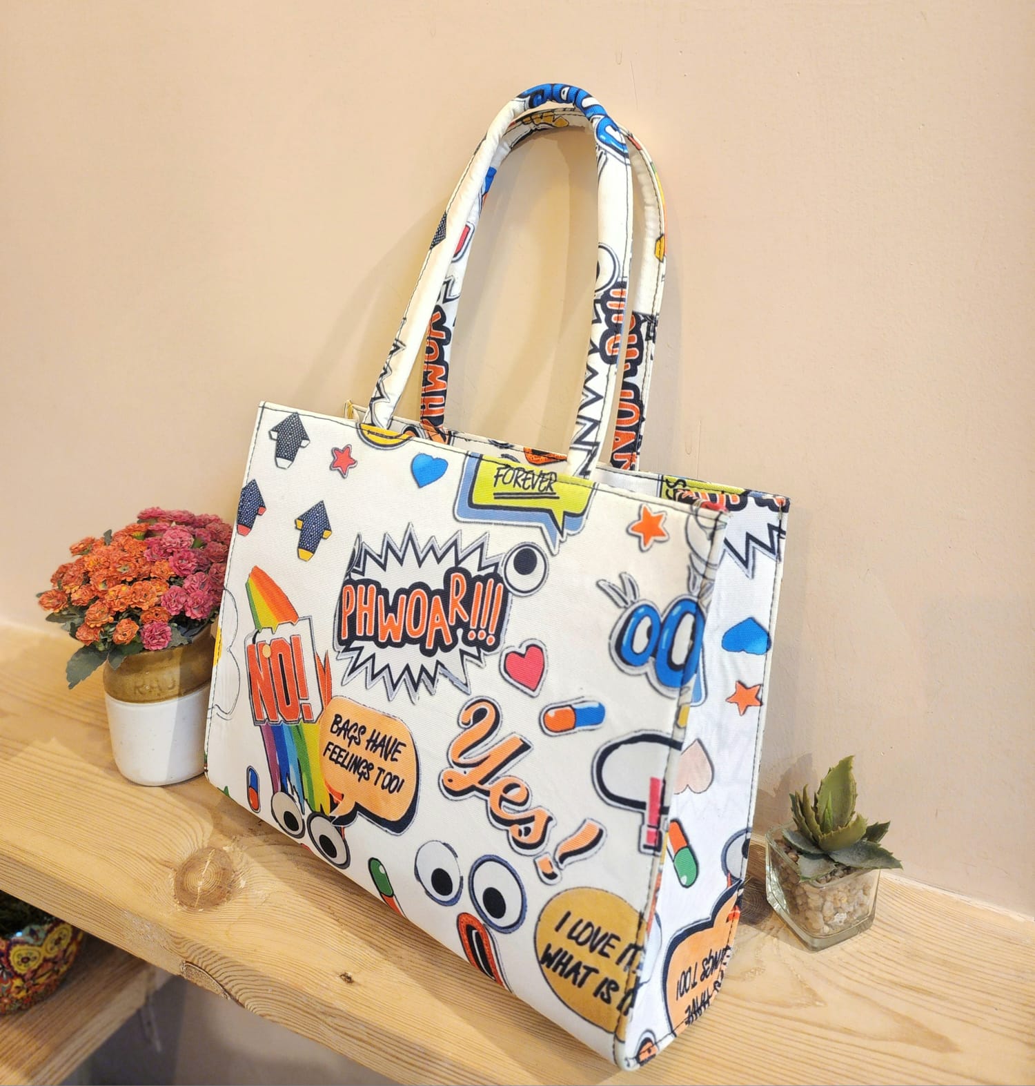 Graffiti Tote - White