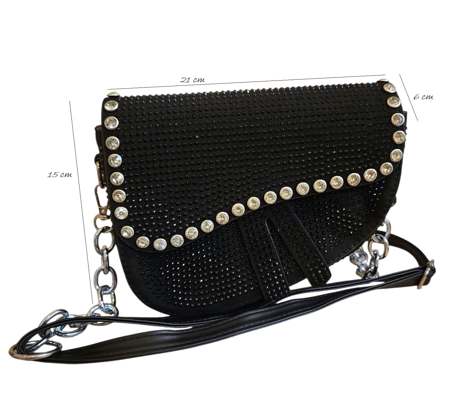 Crystal studded Saddle Purse