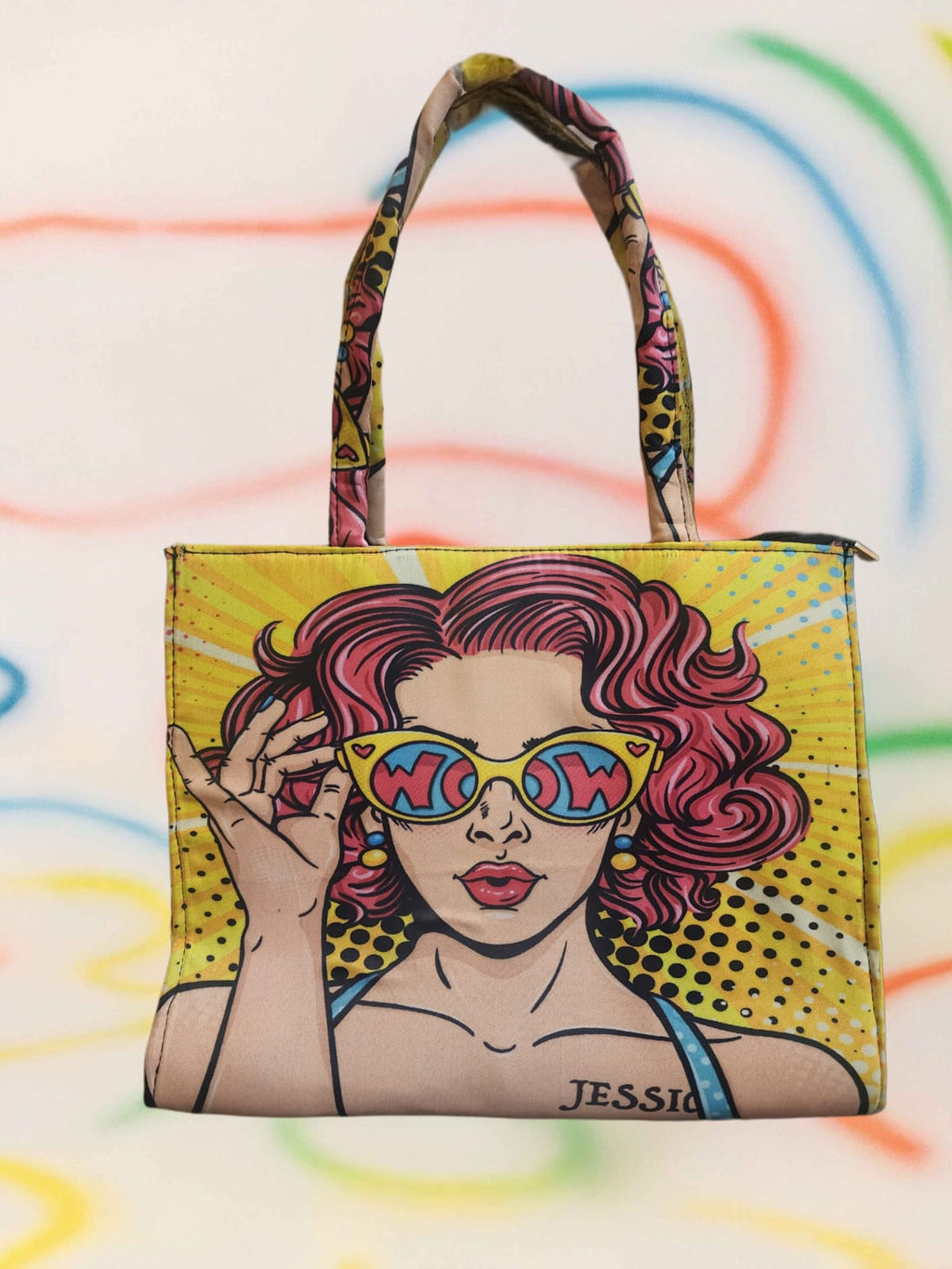 Jessica Quirky Print Tote - Yellow