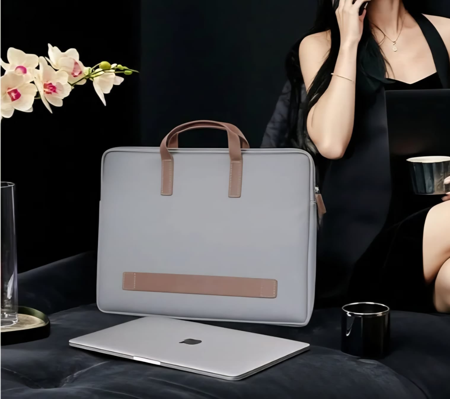 Vegan Leather Laptop Sleeve / bag in pastel Shades