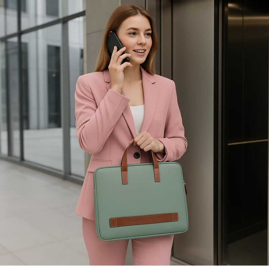 Vegan Leather Laptop Sleeve / bag in pastel Shades