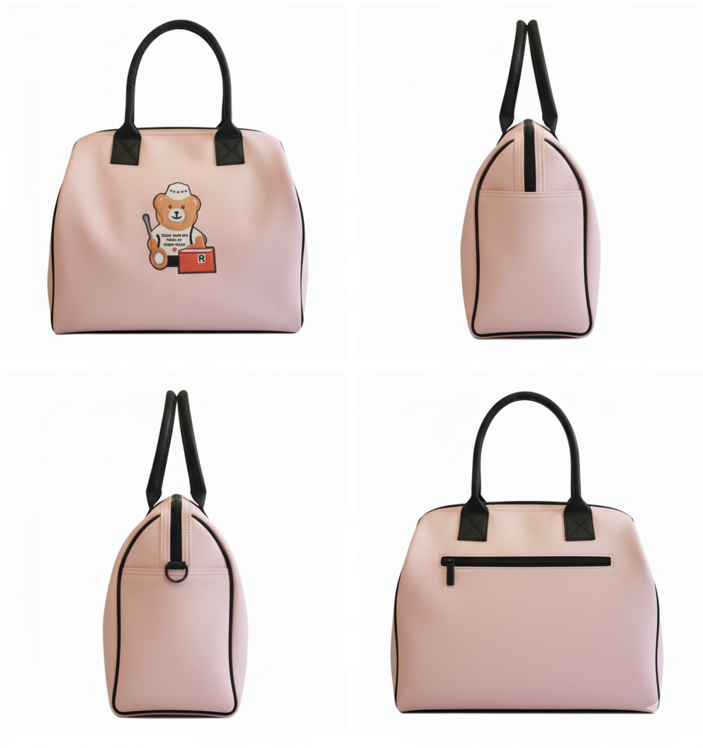 Teddy Motif Extra Large Leatherette Tote Bag