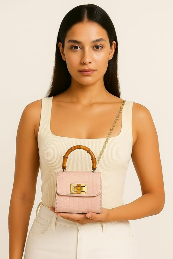 Mini Silicon bags with Wooden frame handles