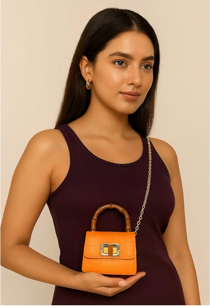 Mini Silicon bags with Wooden frame handles