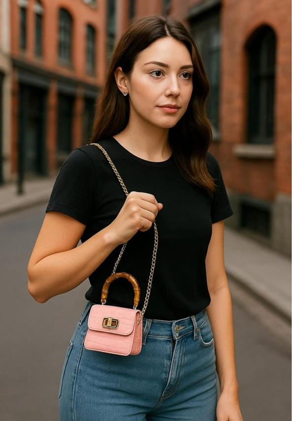 Mini Silicon bags with Wooden frame handles