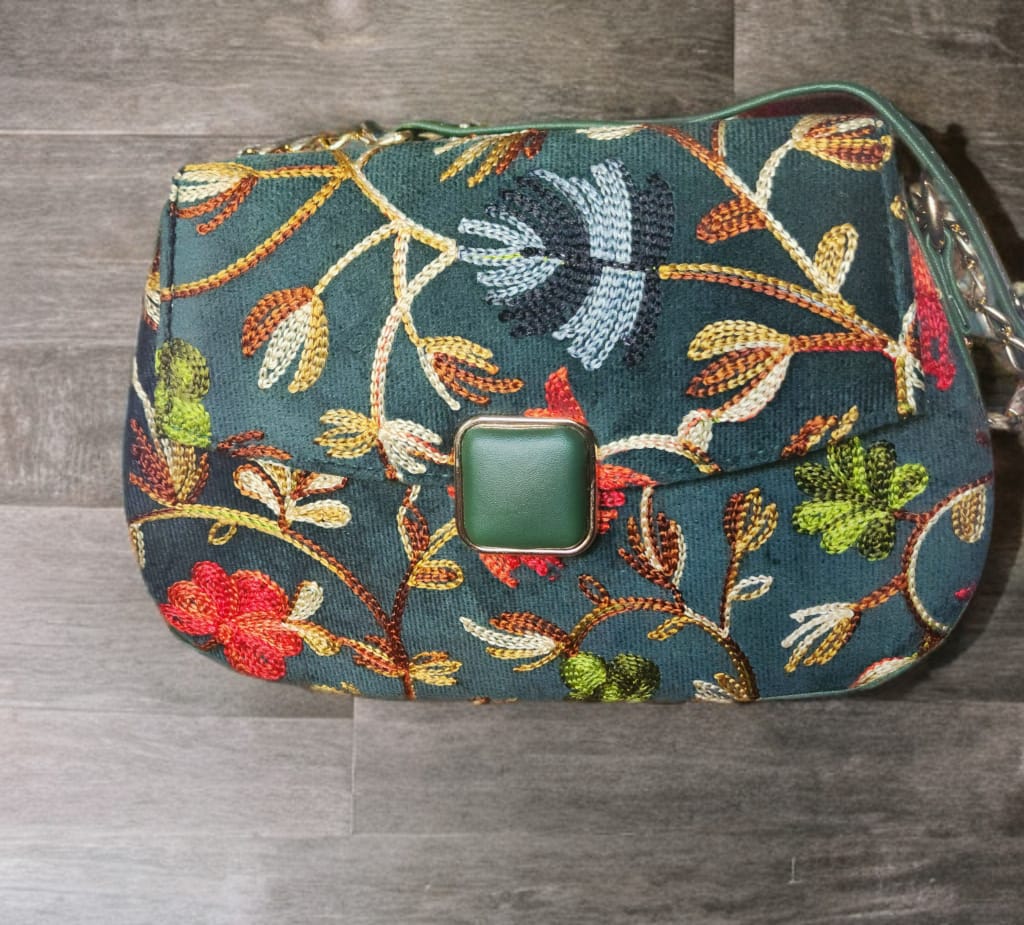 Pashmina Style Embroidered Centre buckle Handbags