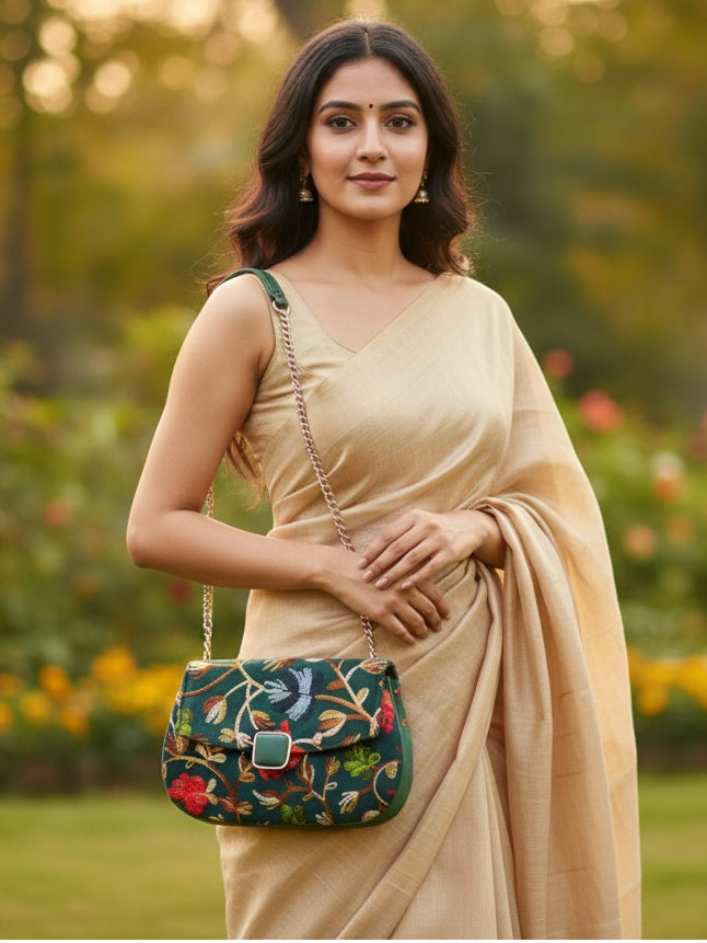 Pashmina Style Embroidered Centre buckle Handbags