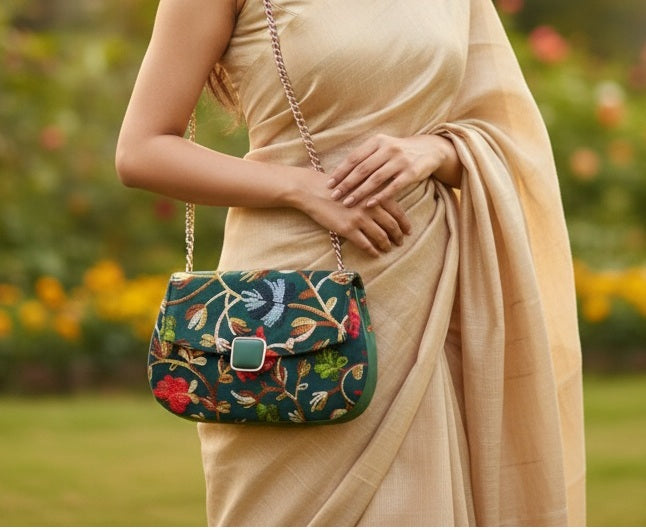 Pashmina Style Embroidered Centre buckle Handbags