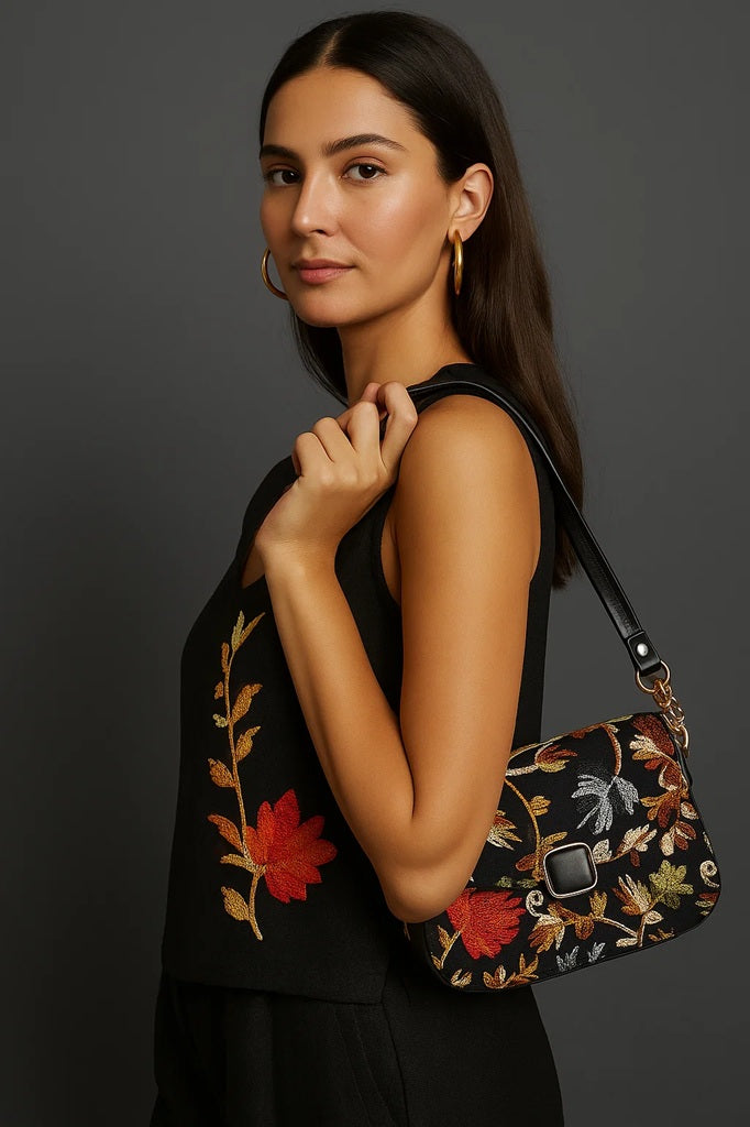 Pashmina Style Embroidered Centre buckle Handbags