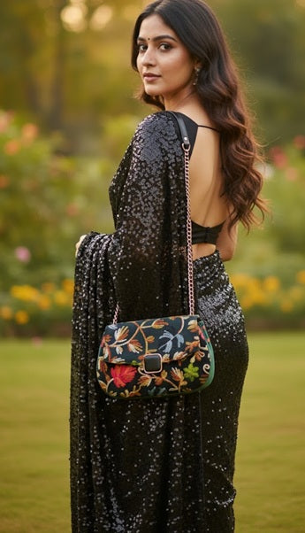 Pashmina Style Embroidered Centre buckle Handbags