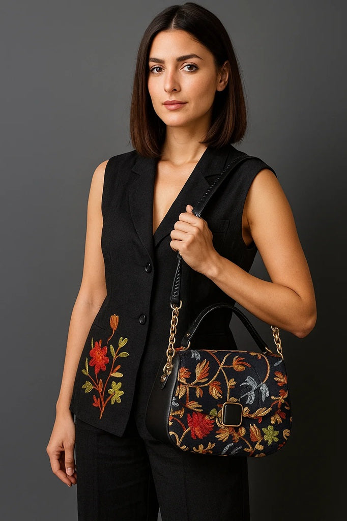 Pashmina Style Embroidered Centre buckle Handbags