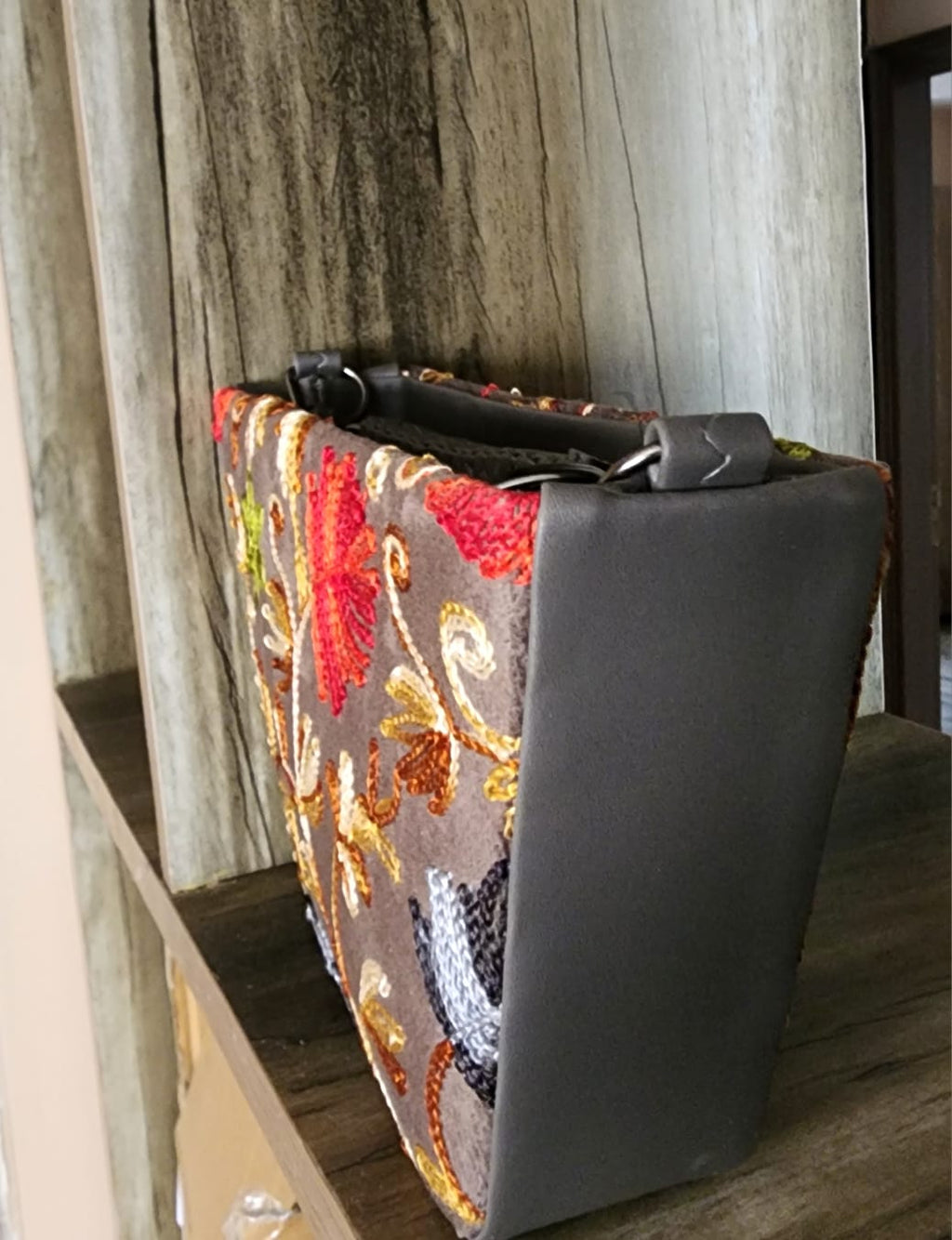 Pashmina style embroidery Boat Sling bag