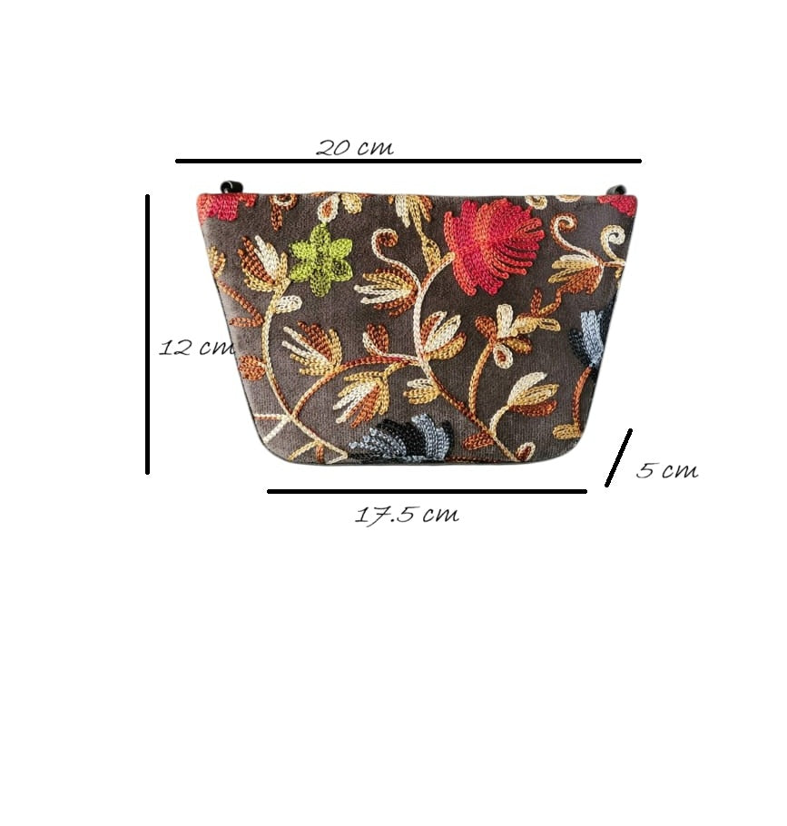 Pashmina style embroidery Boat Sling bag