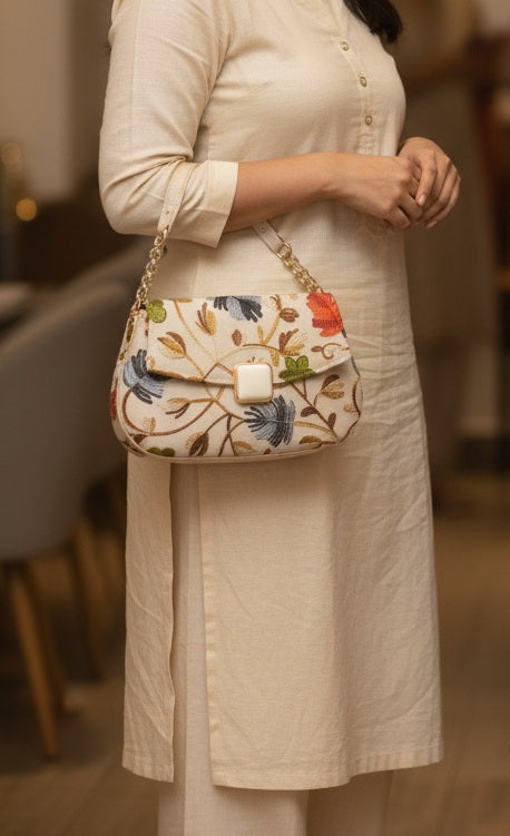 Pashmina Style Embroidered Centre buckle Handbags