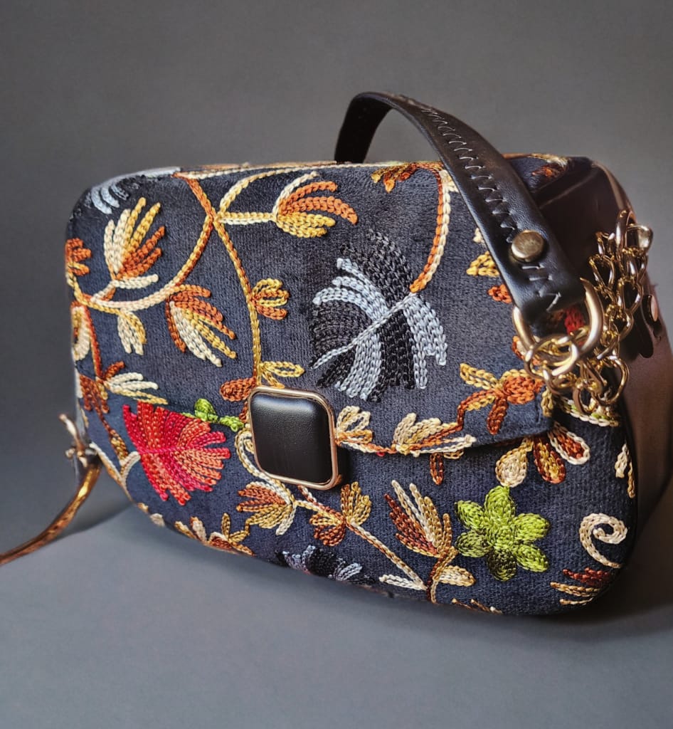 Pashmina Style Embroidered Centre buckle Handbags