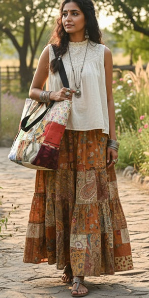 Patchwork Pattern Premium Cotton Tote