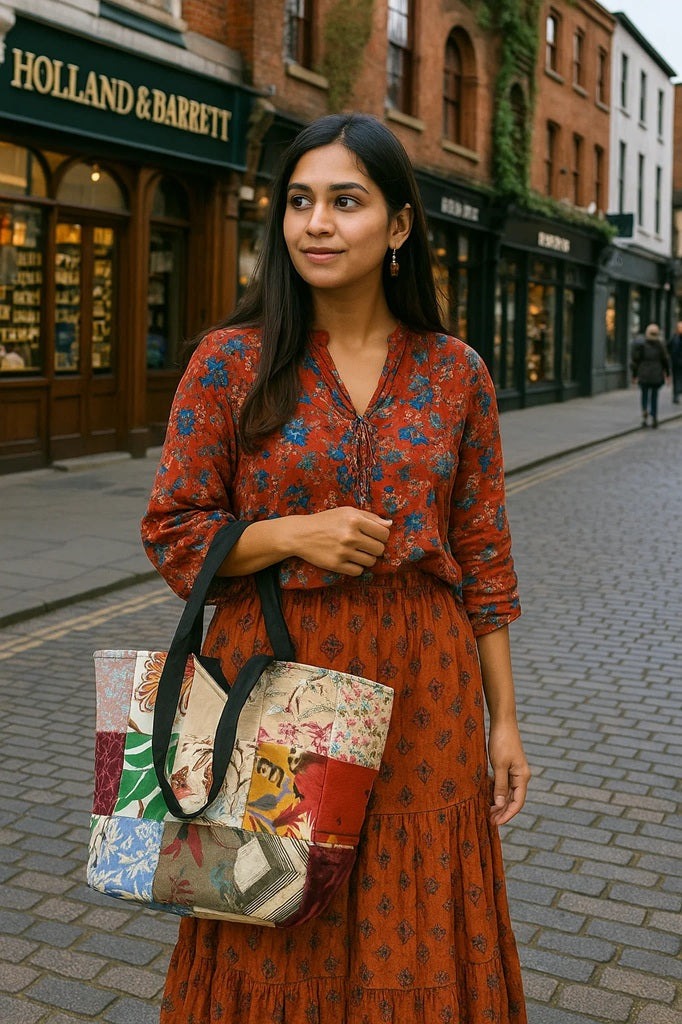 Patchwork Pattern Premium Cotton Tote