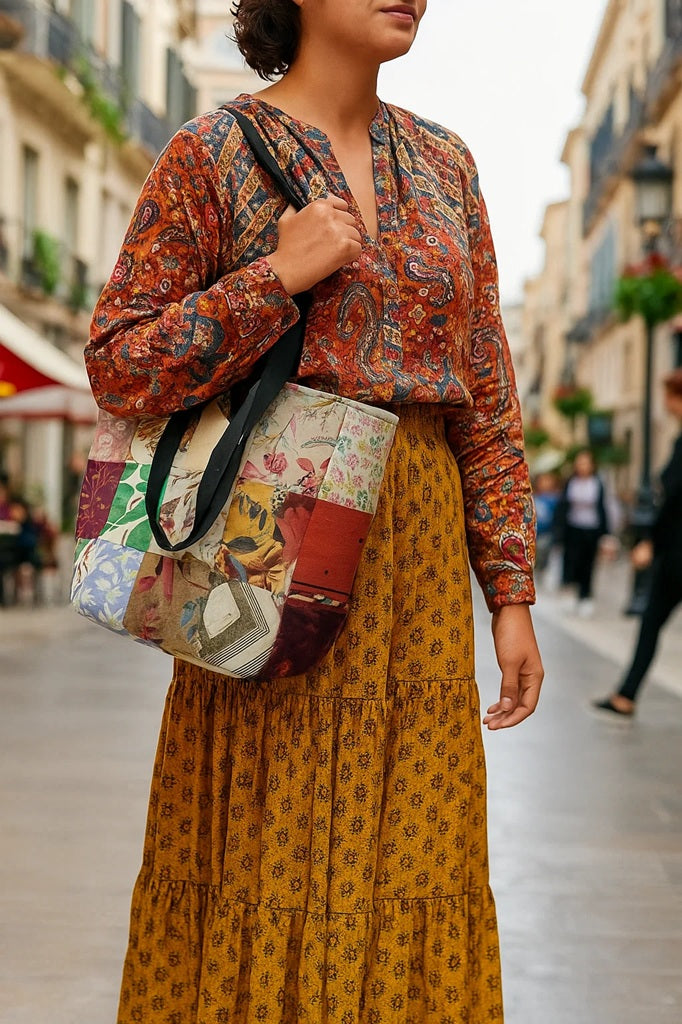 Patchwork Pattern Premium Cotton Tote