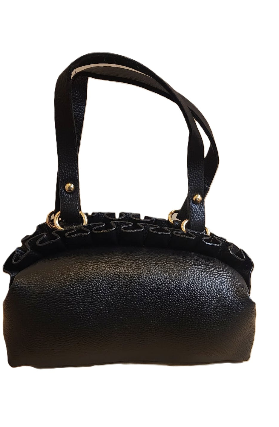 Leatherette frill Round Handbags