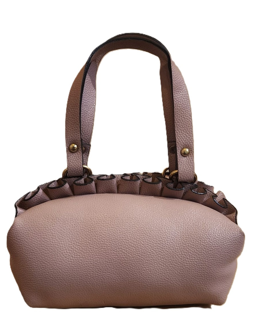 Leatherette frill Round Handbags