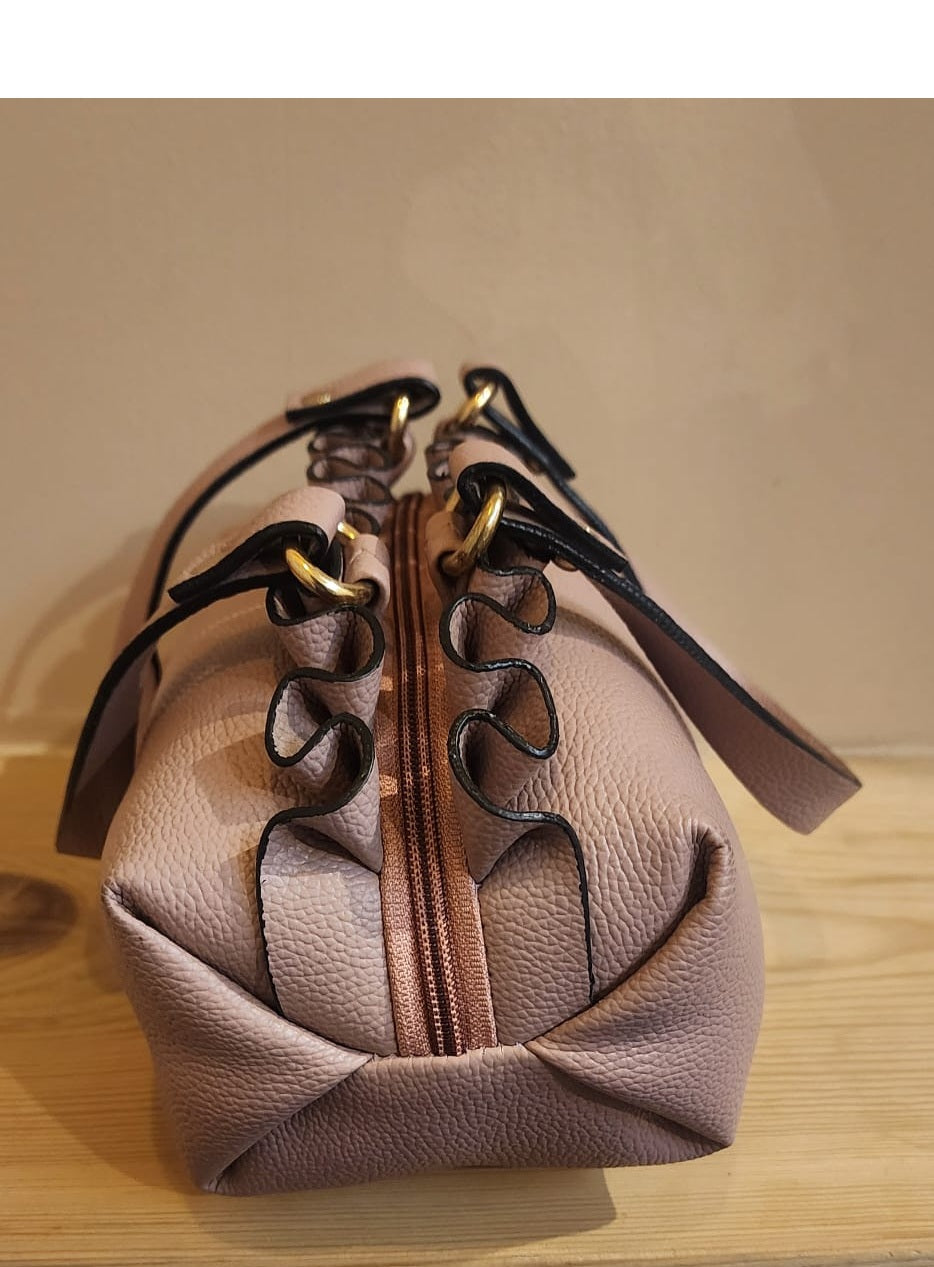 Leatherette frill Round Handbags